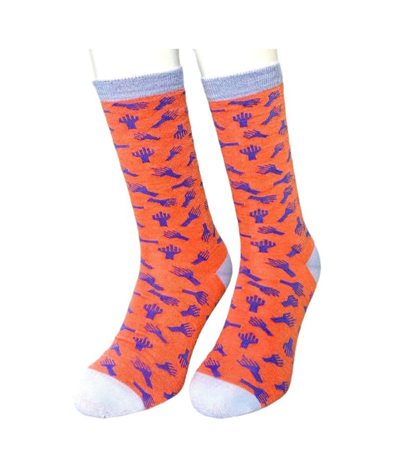 Las Manos - Socks - Salmon and Purple - Women's