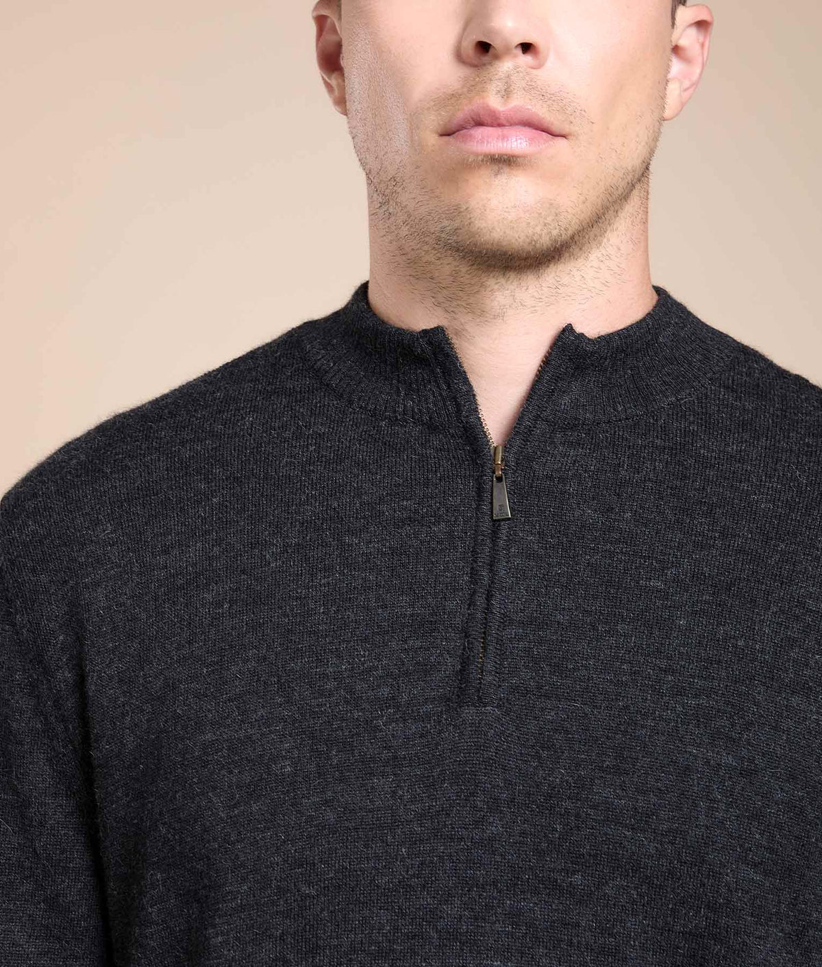 Basic Jersey Mock Neck Jumper - Charcoal - Men's