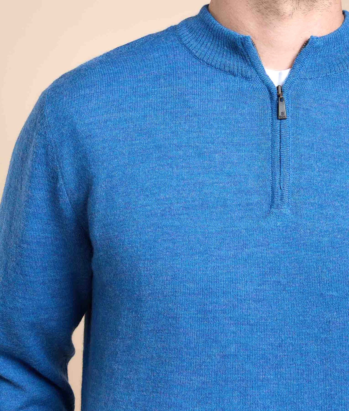 Basic Jersey Mock Neck Jumper - Blue - Men's