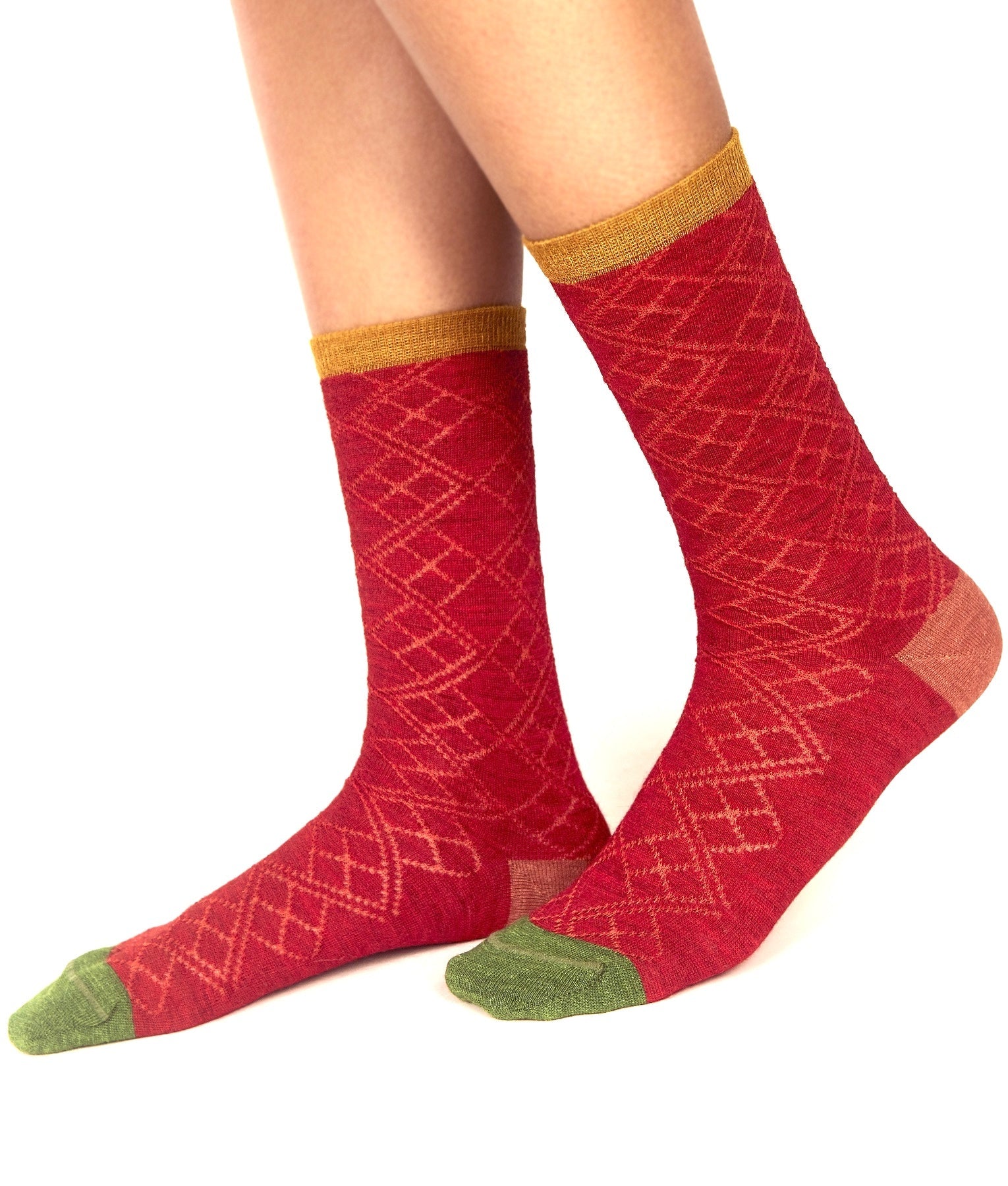 Bicolour Jacquard Ladies Socks - Multicolour C005 - Women