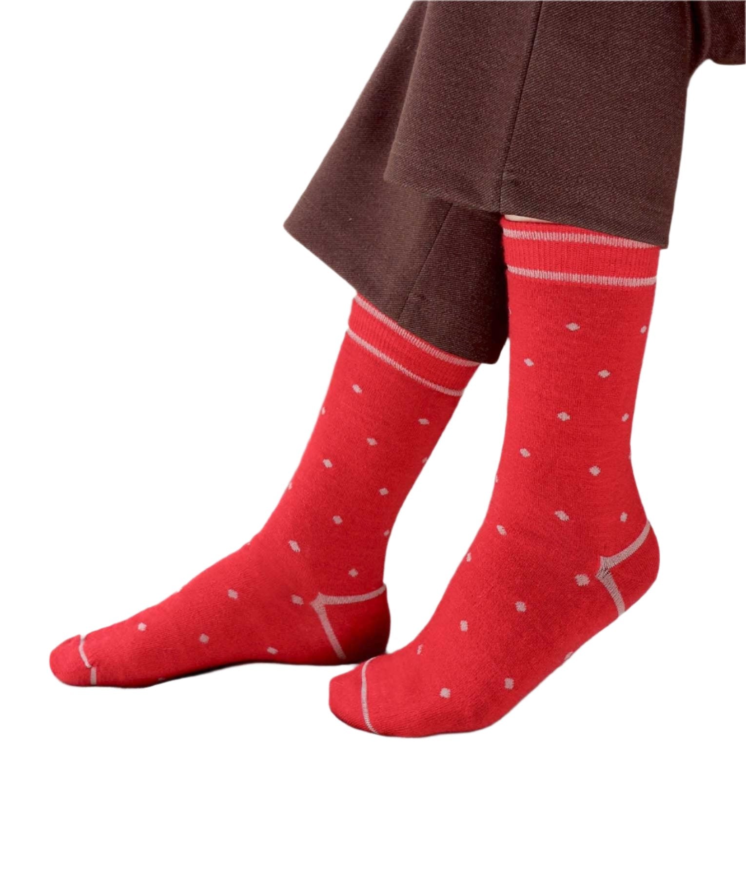 Polka Dots - Socks - Red and Pink - Women's