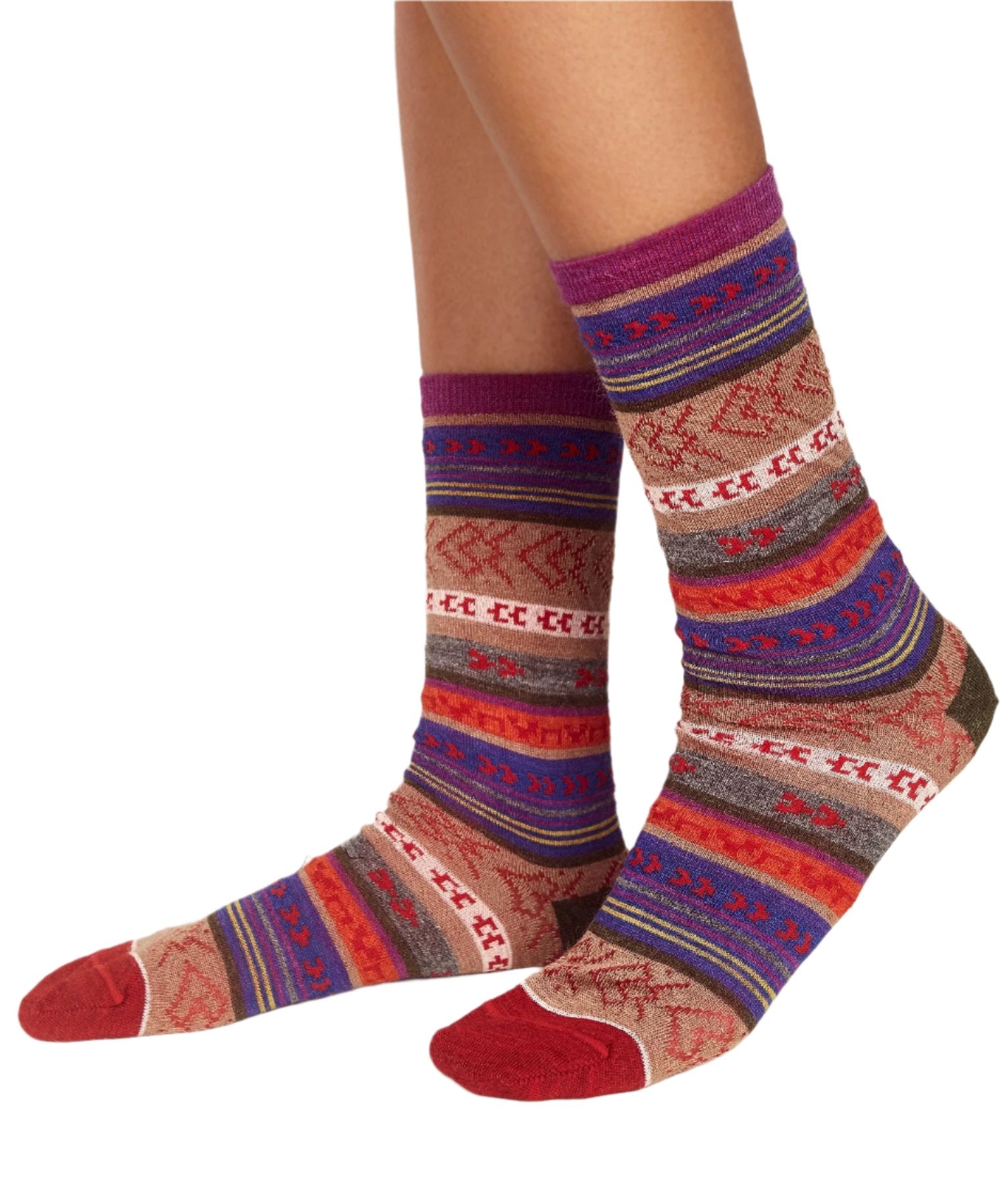 Multi Jacquard Ladies Alpaca Socks - Multicolour C003 - Women