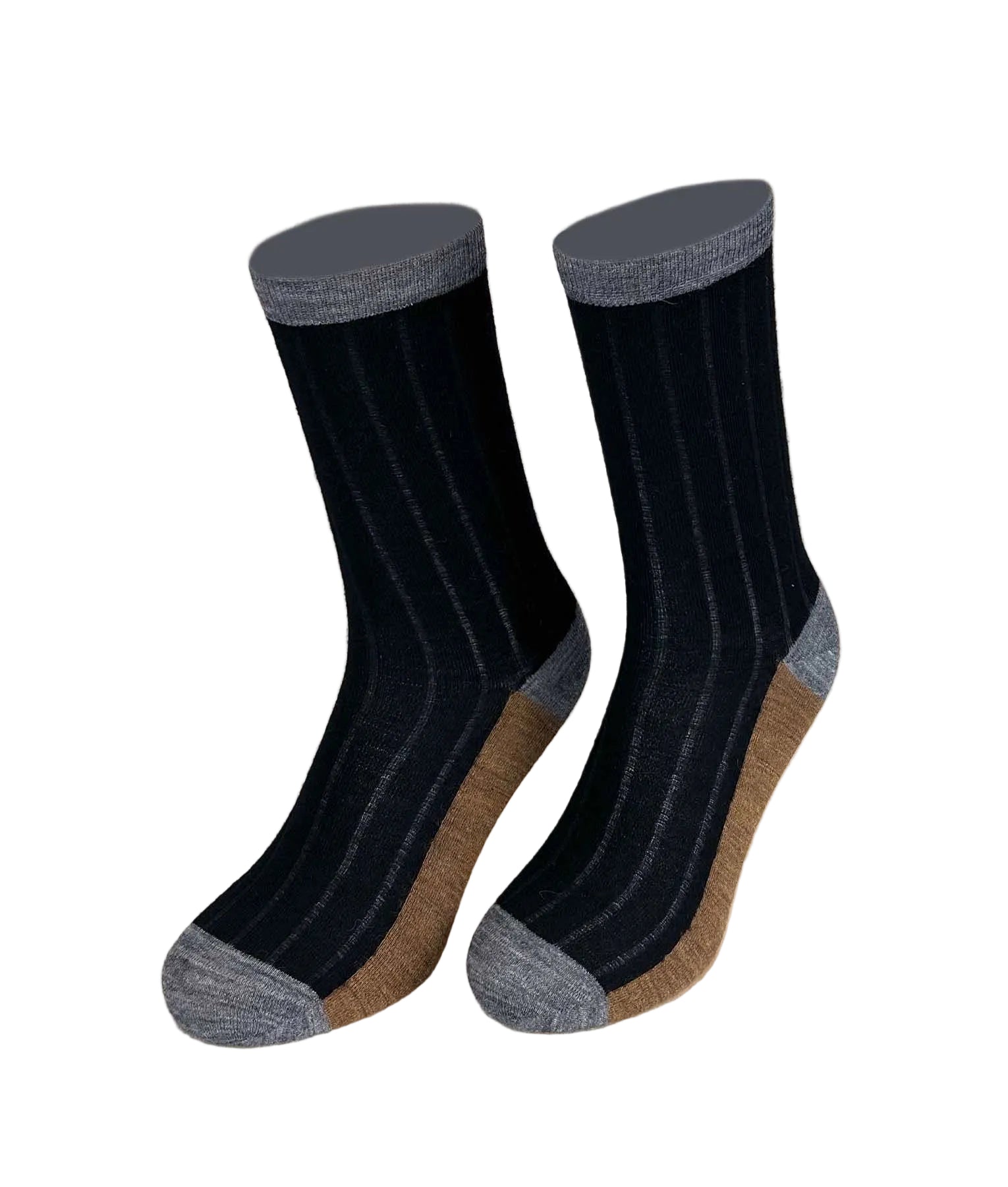 Women's Ribbed Color Black Socks C001