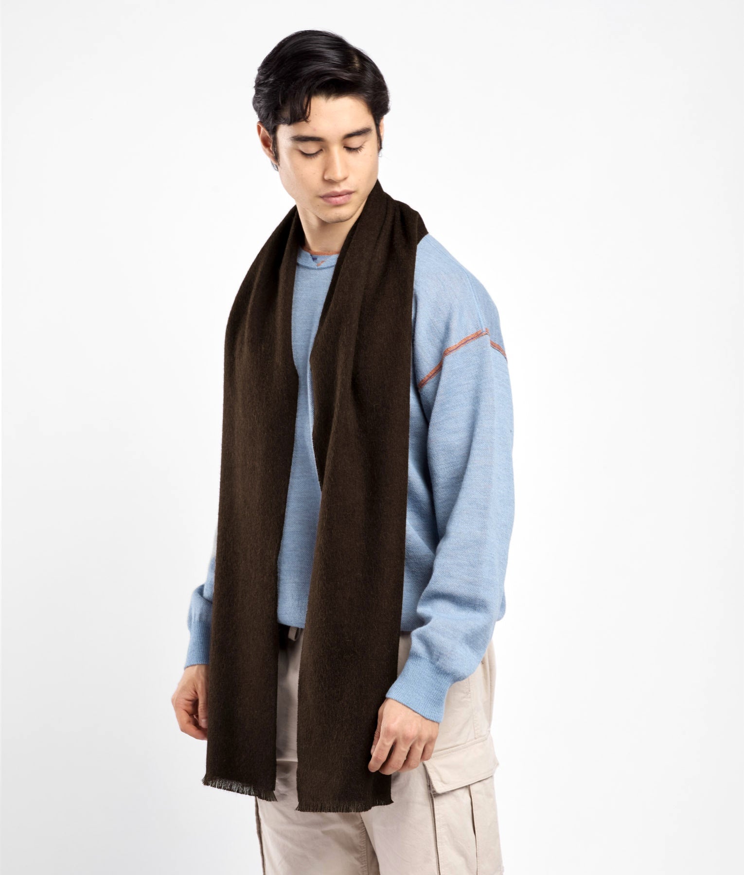 Long Brushed Alpaca Scarf - 410 - Unisex
