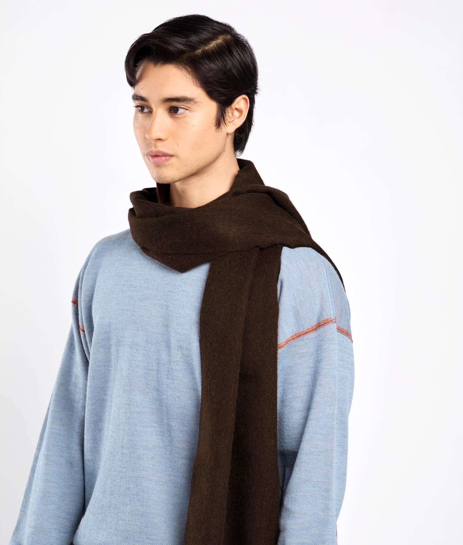 Long Brushed Alpaca Scarf - 410 - Unisex