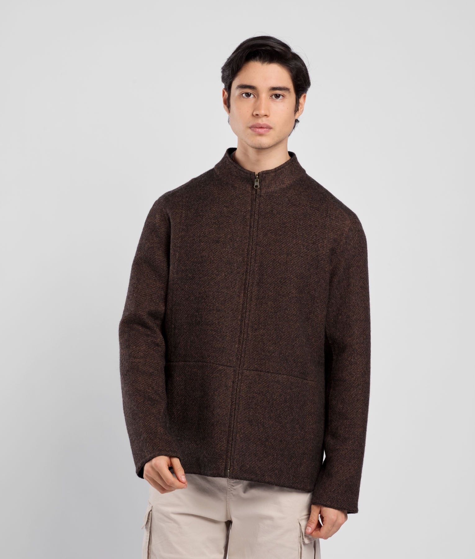 Zipped Front Men's Reversible Jacket C003 Black and Brown