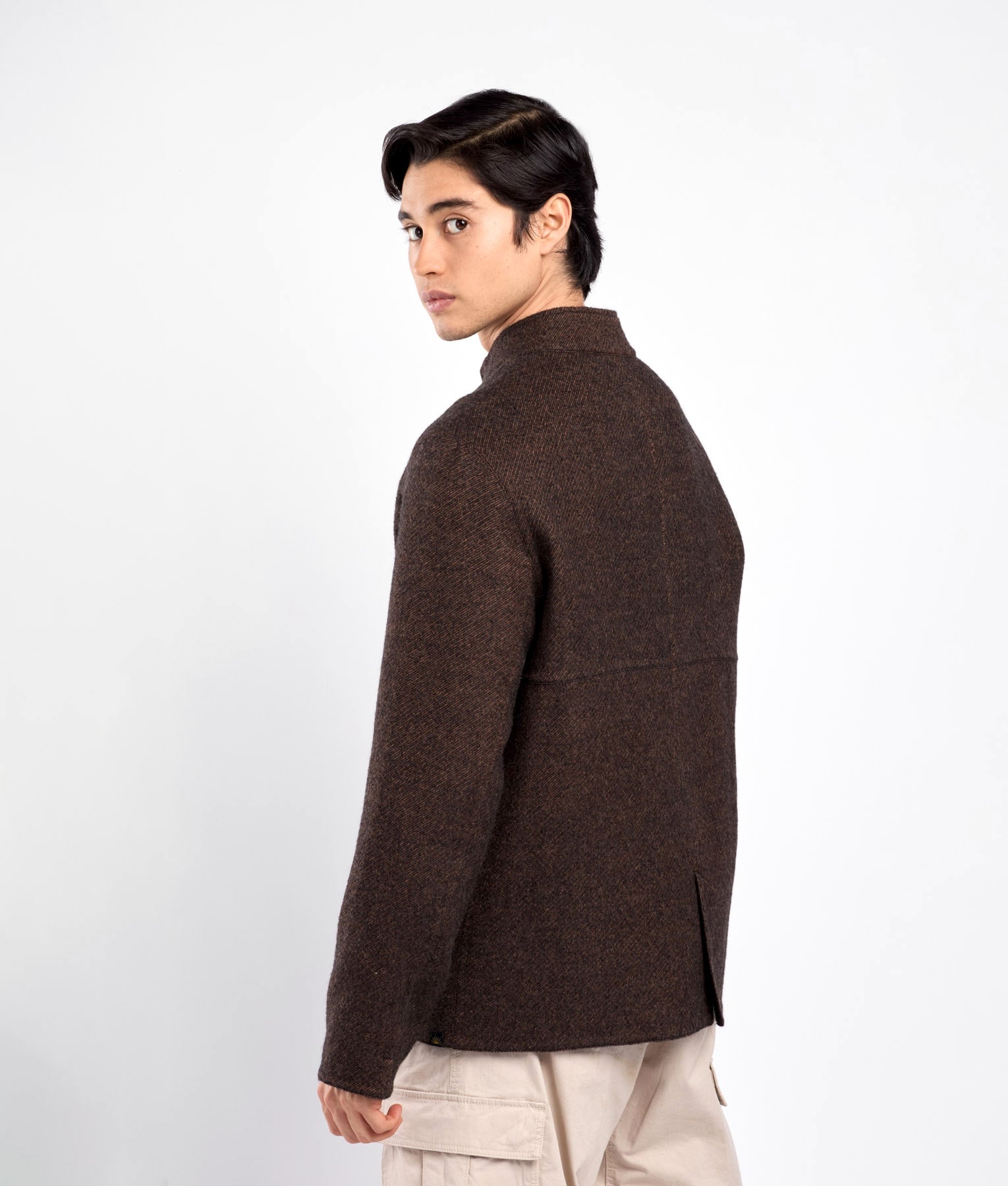 Zipped Front Men's Reversible Jacket C003 Black and Brown