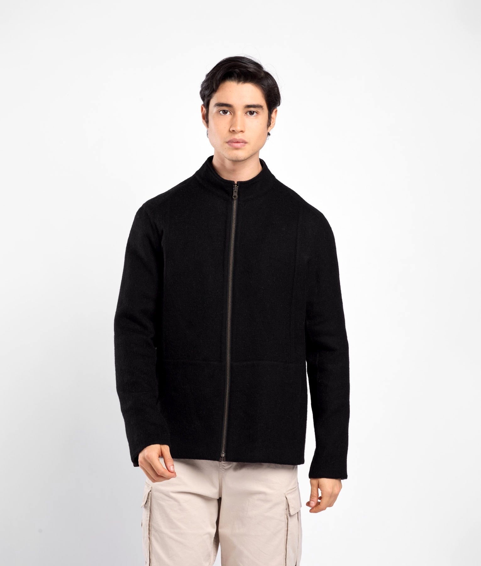 Zipped Front Men's Reversible Jacket C003 Black and Brown