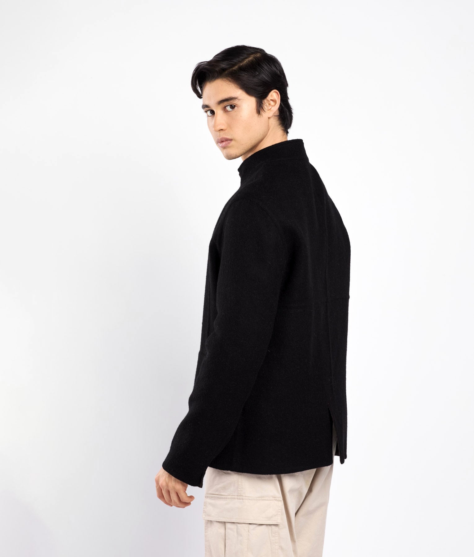 Zipped Front Men's Reversible Jacket C003 Black and Brown