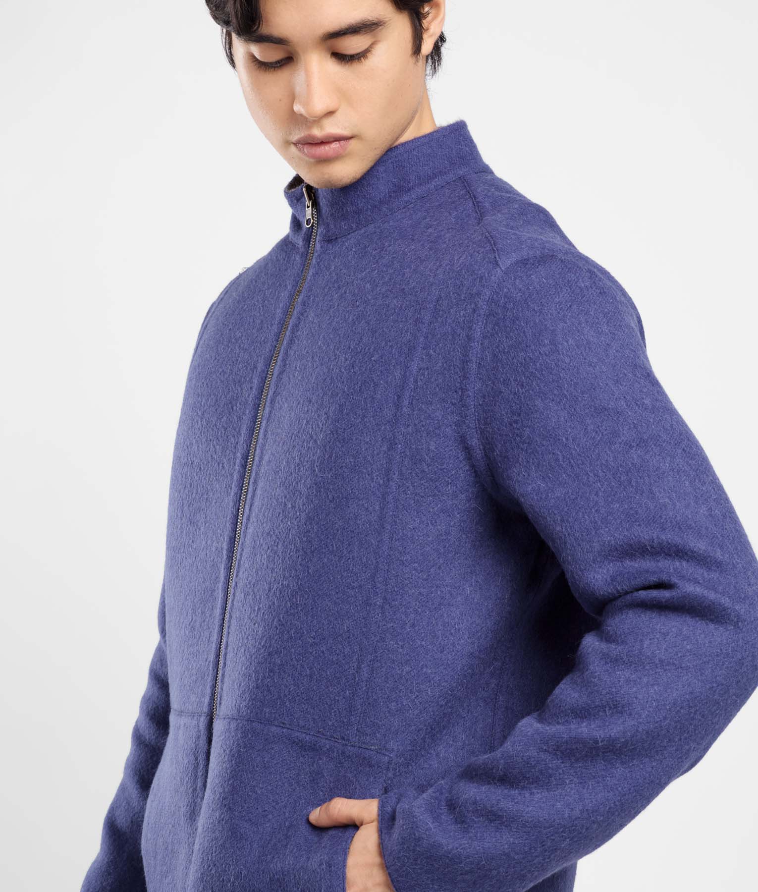 Zipped Front Men's Reversible Jacket C004 Grey and Blue