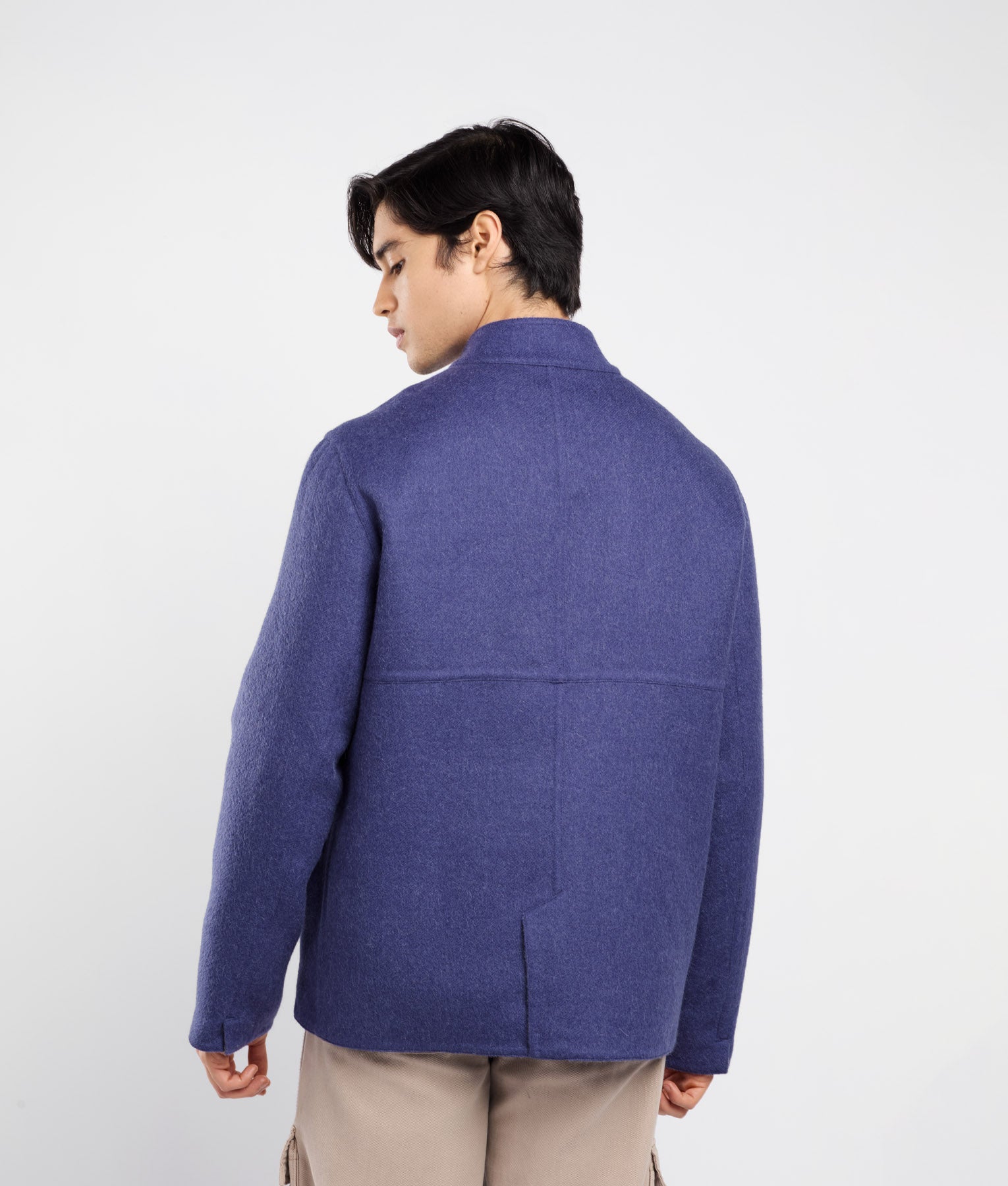 Zipped Front Men's Reversible Jacket C004 Grey and Blue