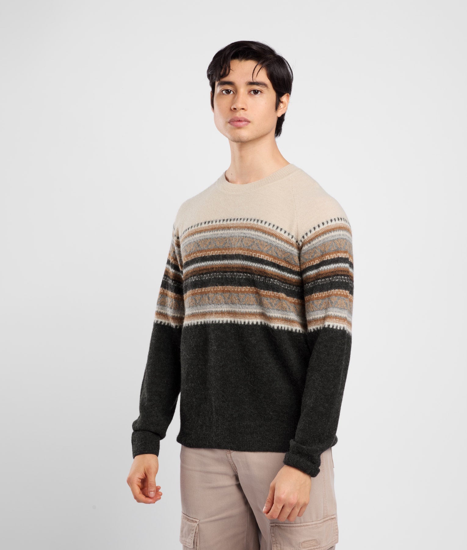 His Yoke Jacquard O Neck Jumper C001