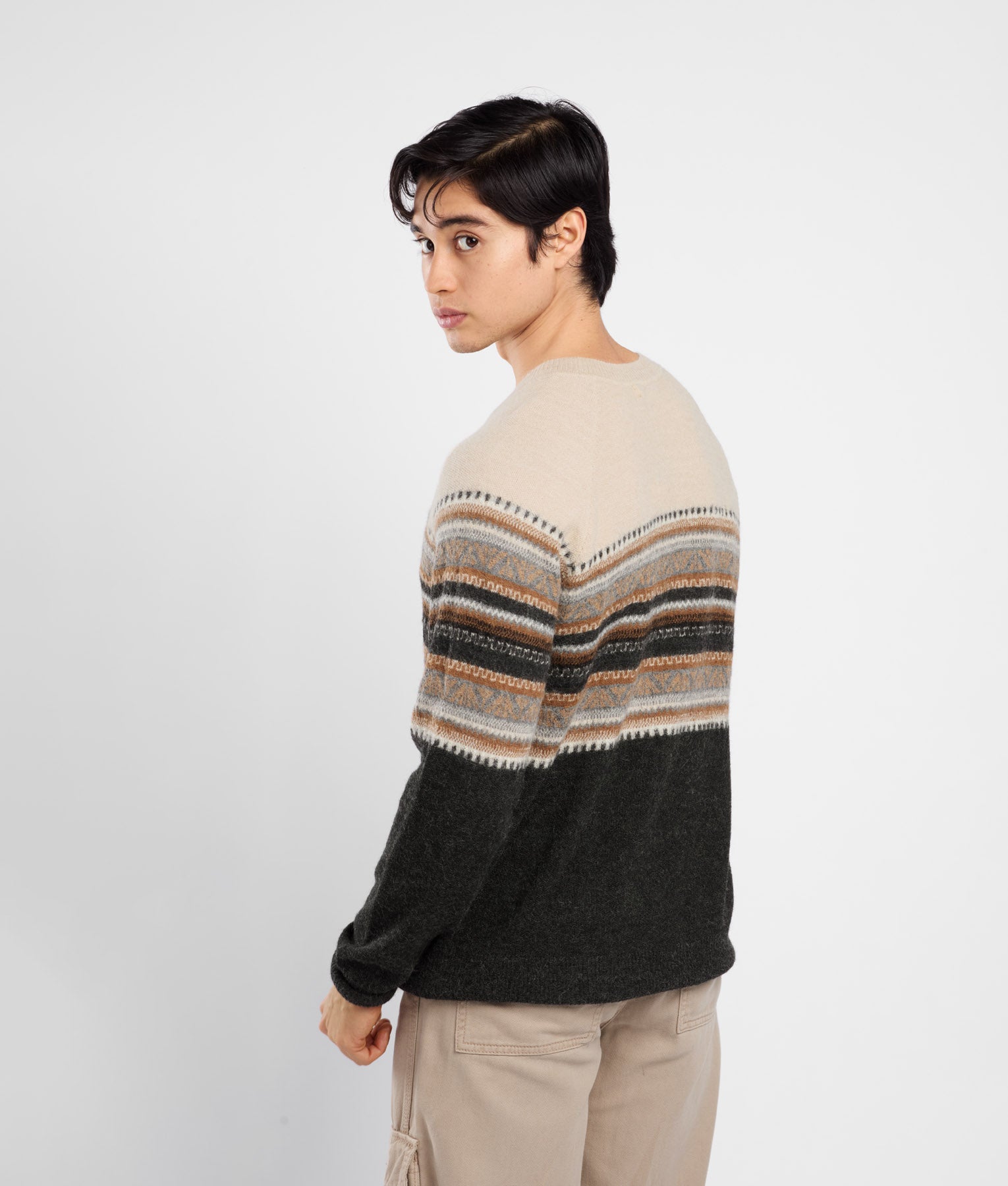 His Yoke Jacquard O Neck Jumper C001