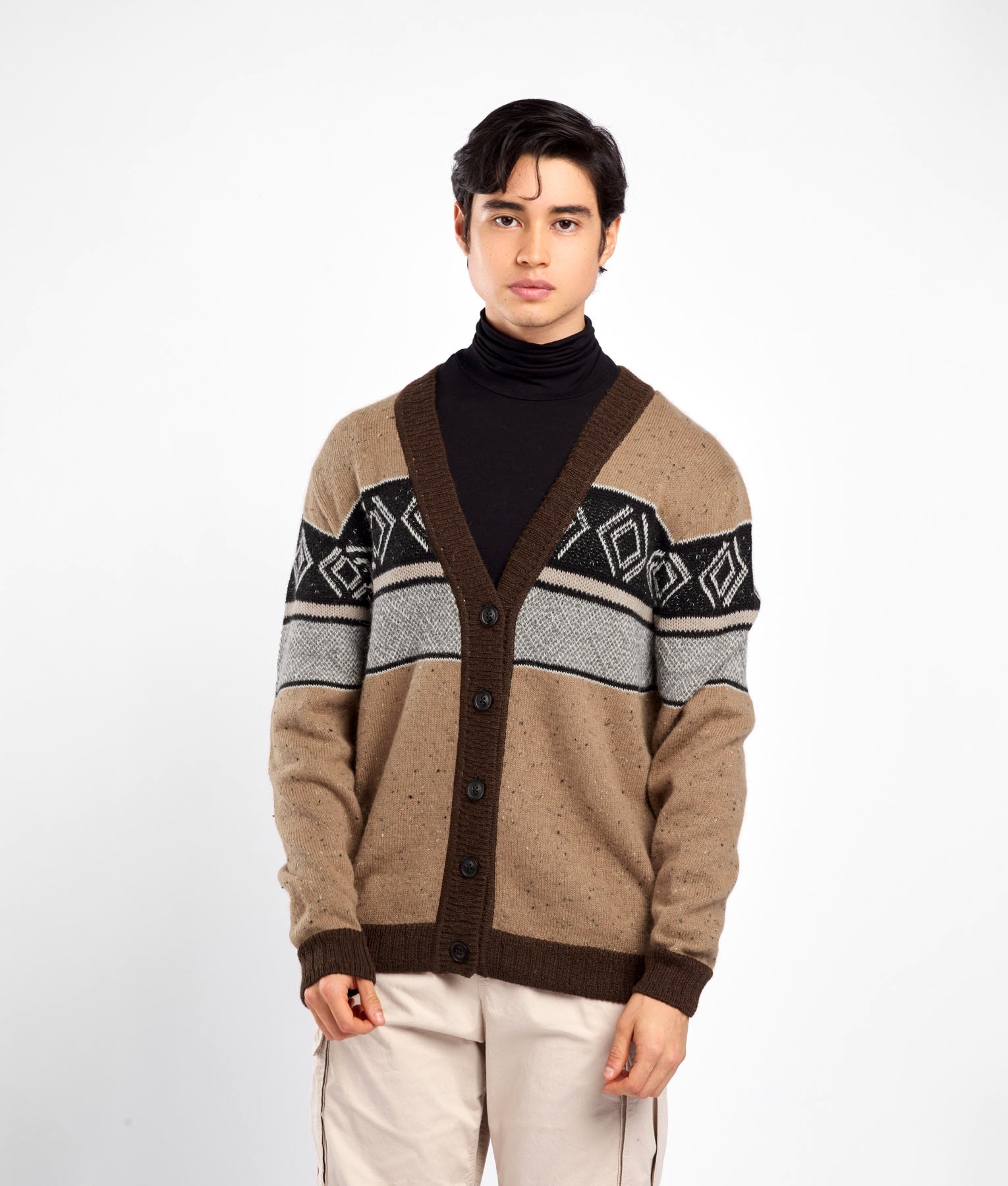 Times Jersey And Jacquard Cardigan C001