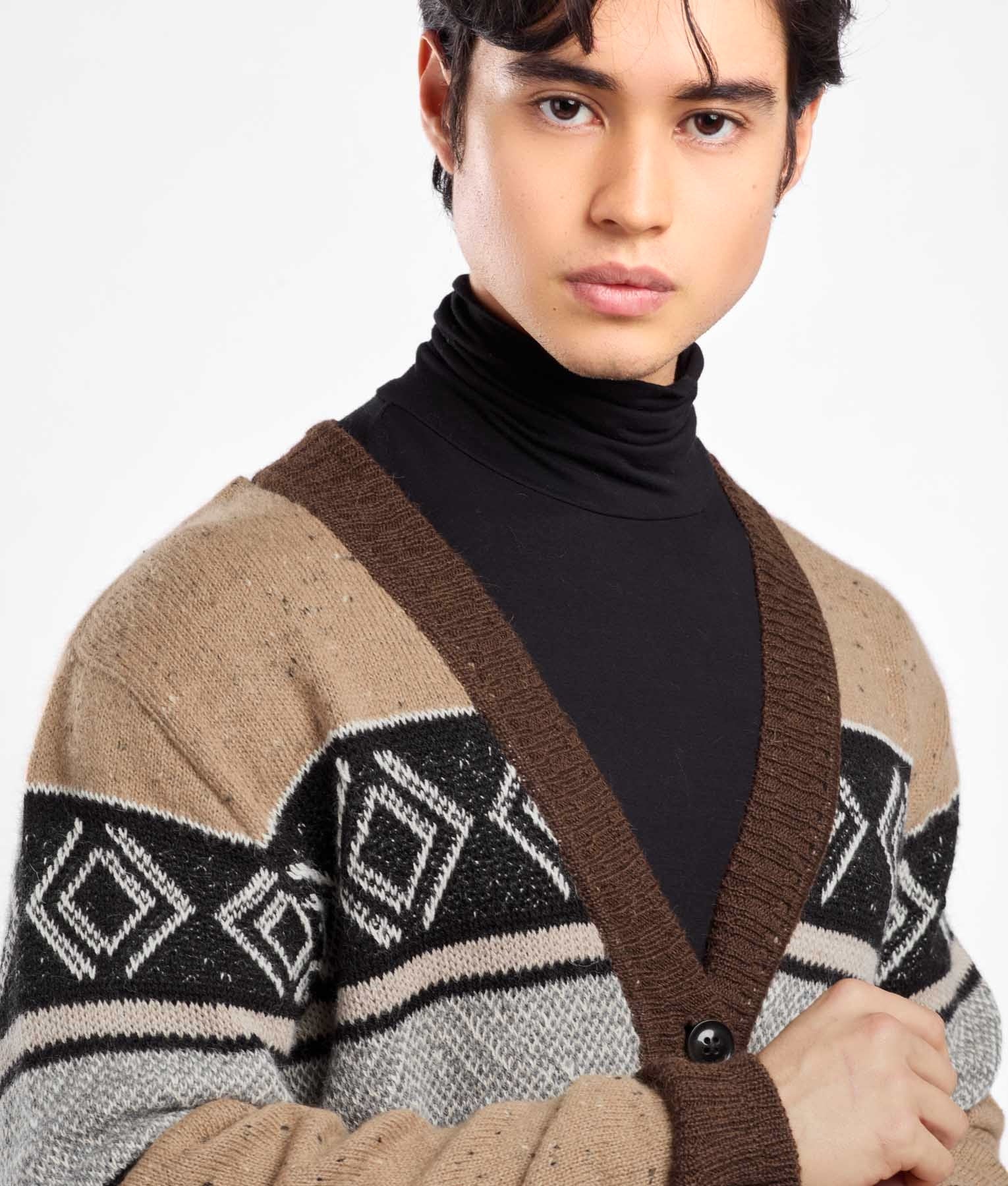 Times Jersey And Jacquard Cardigan C001