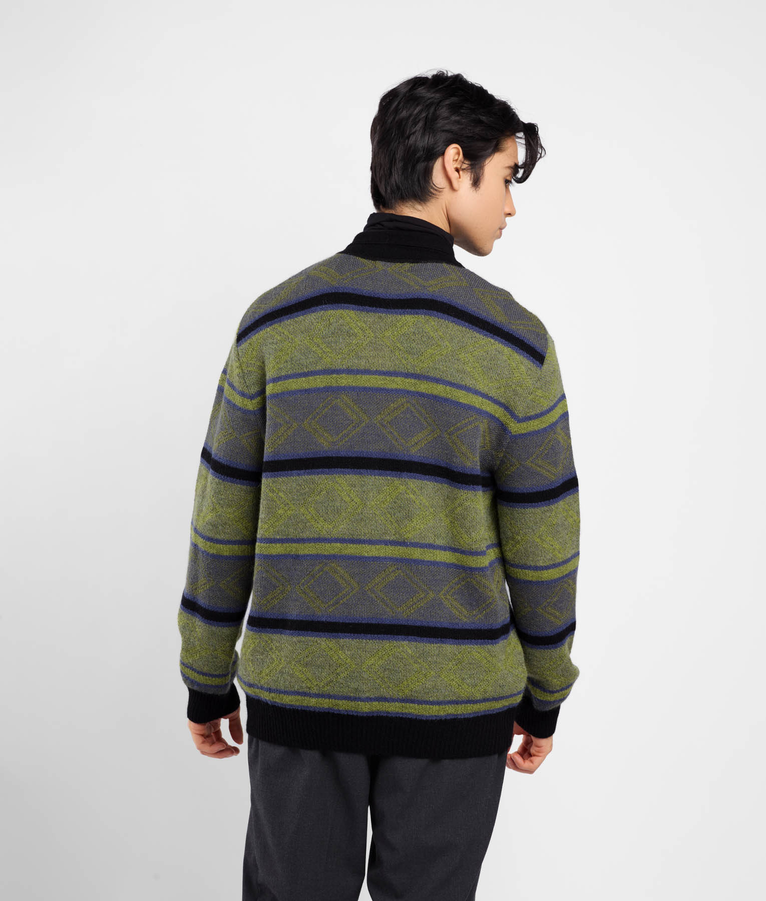 Men's Yale Jacquard Polo Neck Cardigan C002 - Patapampa