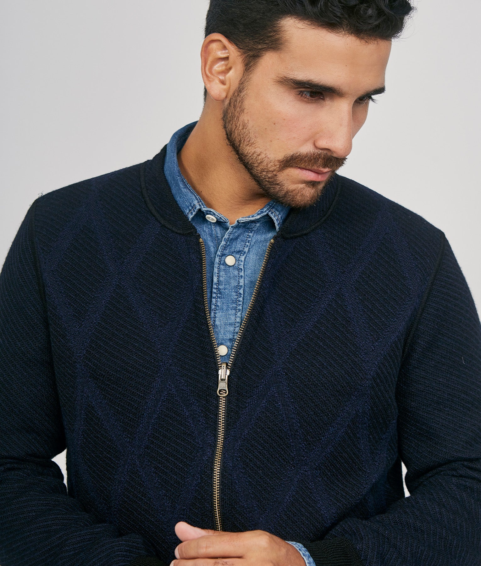 Founded Reversible Cardigan-S - Black and Blue - Men's