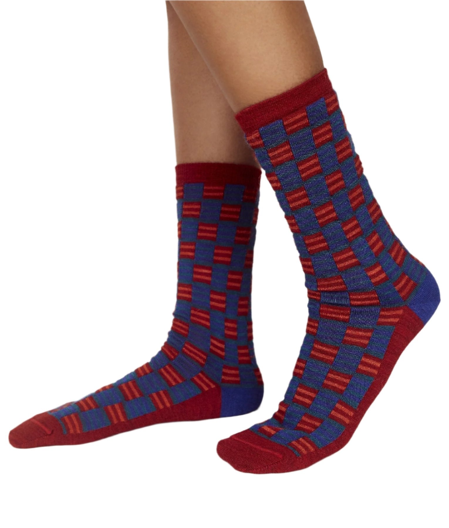 Marjan - Socks - Multicolour Blue and Red - Women's