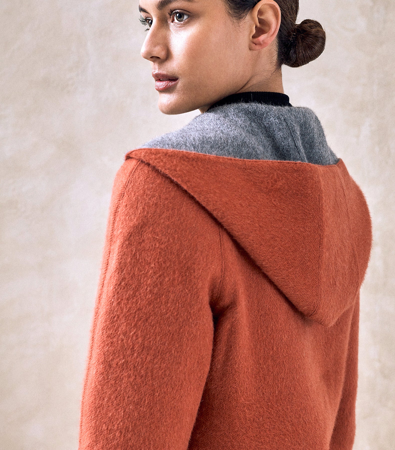 Reversible Hooded Coat - 70% Baby Alpaca 30% Merino Wool - Womens - Sol Alpaca