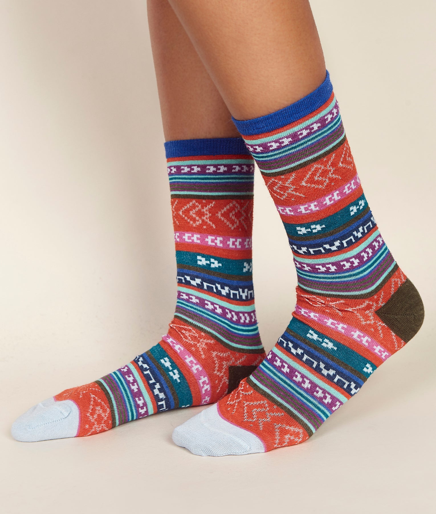 Multicoloured Jacquard Ladies Socks - Sol Alpaca C001