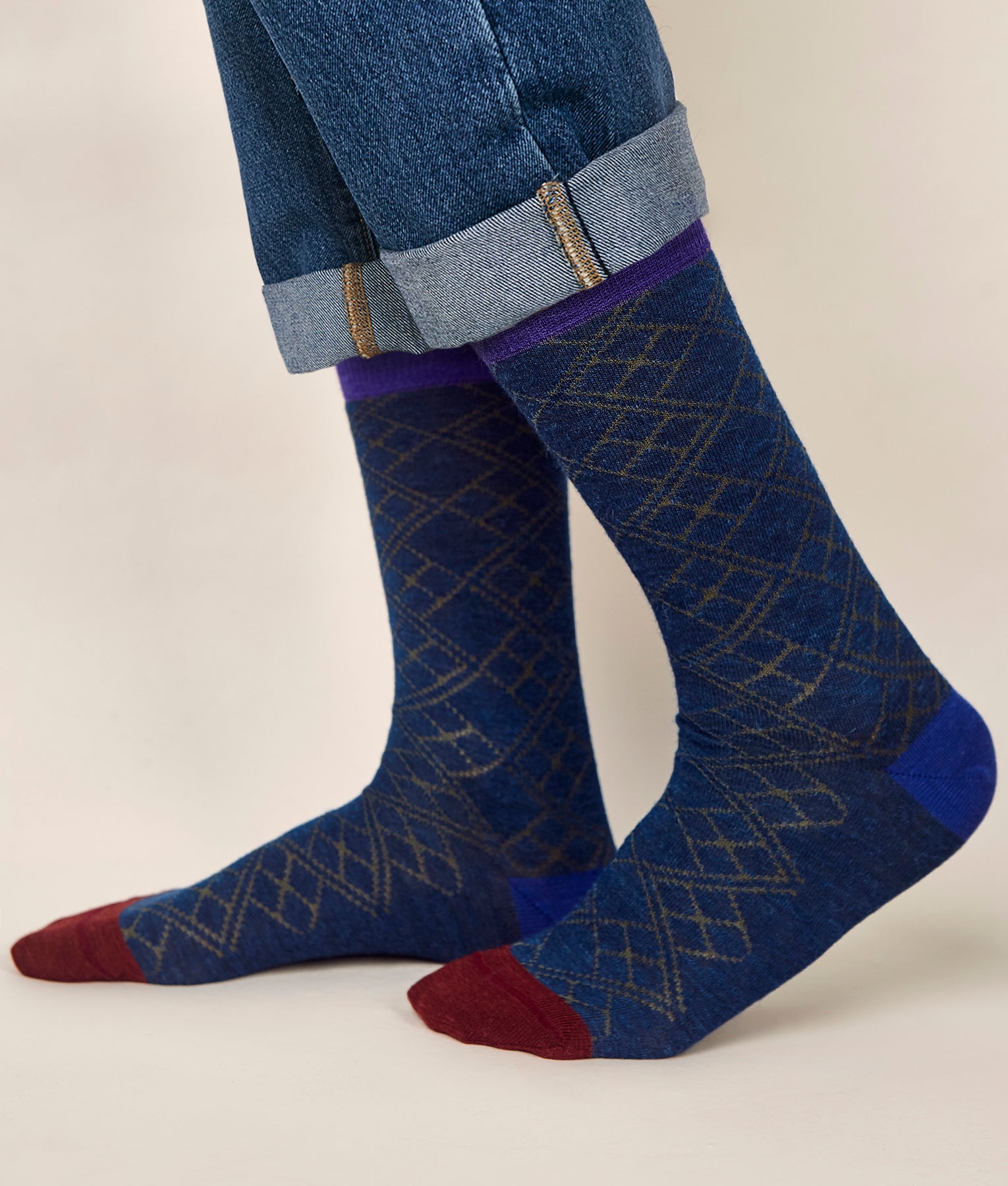 Bicolour Jacquard Men's Socks C004